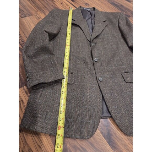 Stafford Lambswool Blazer Sz 43R Green Herringbone Plaid Sport Coat Elevated - Picture 11 of 13